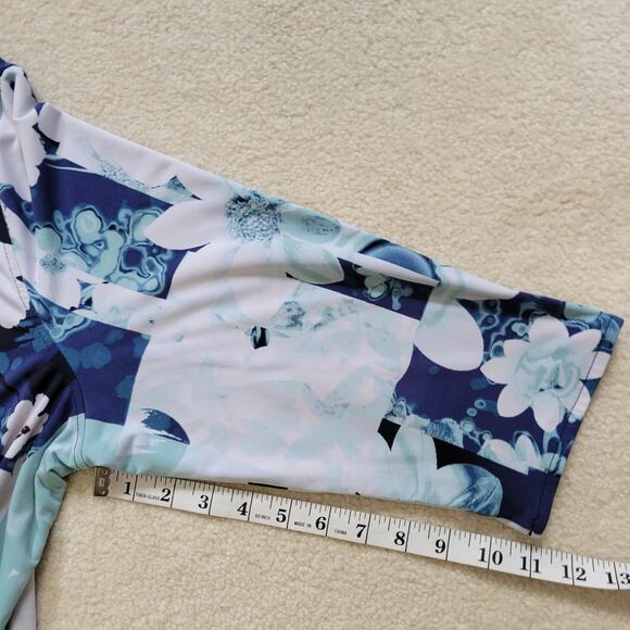 Easywear by Chico's Size 3 (XL 16/18) Open Front Cardigan 3/4 Sleeve Lined Blue - Picture 11 of 15